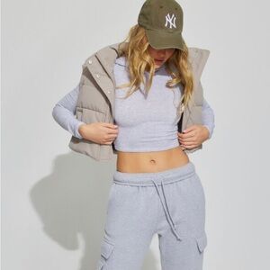 Garage grey cropped fitted hoodie top tee M